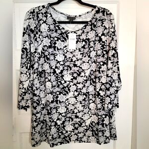 J.Jill Top Black Lotus Size 3X 3/4 Sleeves